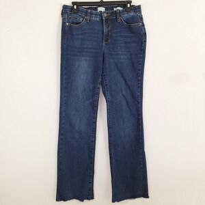 Wonderly Jeans Size 8 Midrise Bootcut Medium To Dark‎ Wash 31X30 stretch Raw Hem